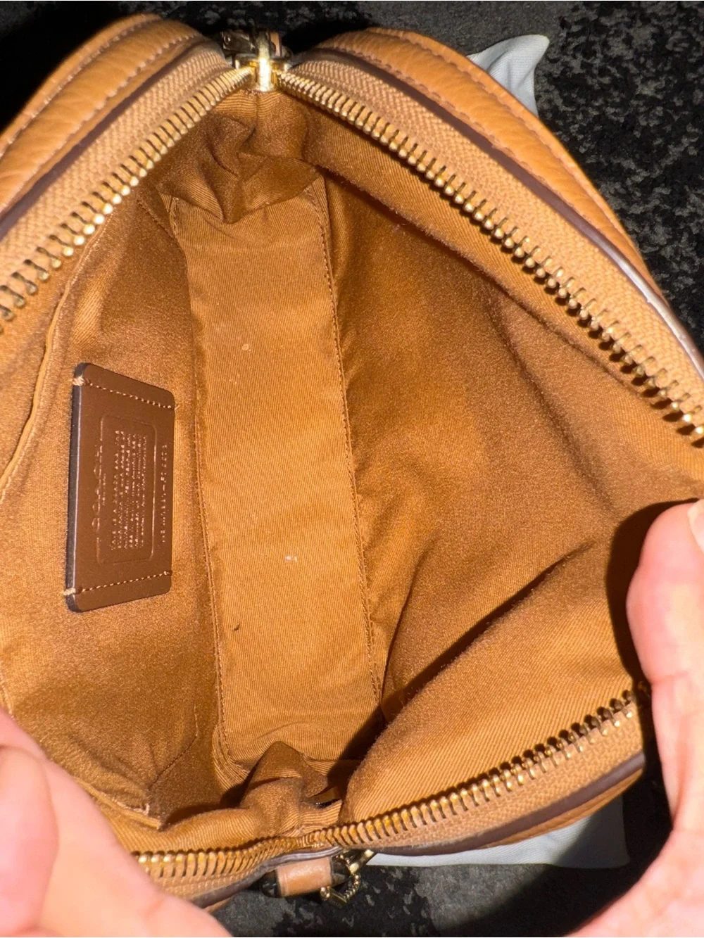 Coach Pebbled Leather Toiletry Pouch in Tan